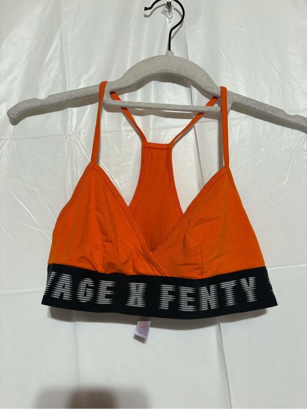 Savage X Fenty Bright Orange Racerback Bralette with Black Logo Band